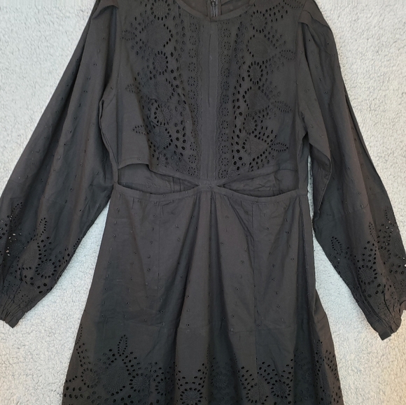Walter Baker Hannah Black Eyelet Waist Cut Out Cotton Mini Dress Sz XL. - Picture 5 of 16